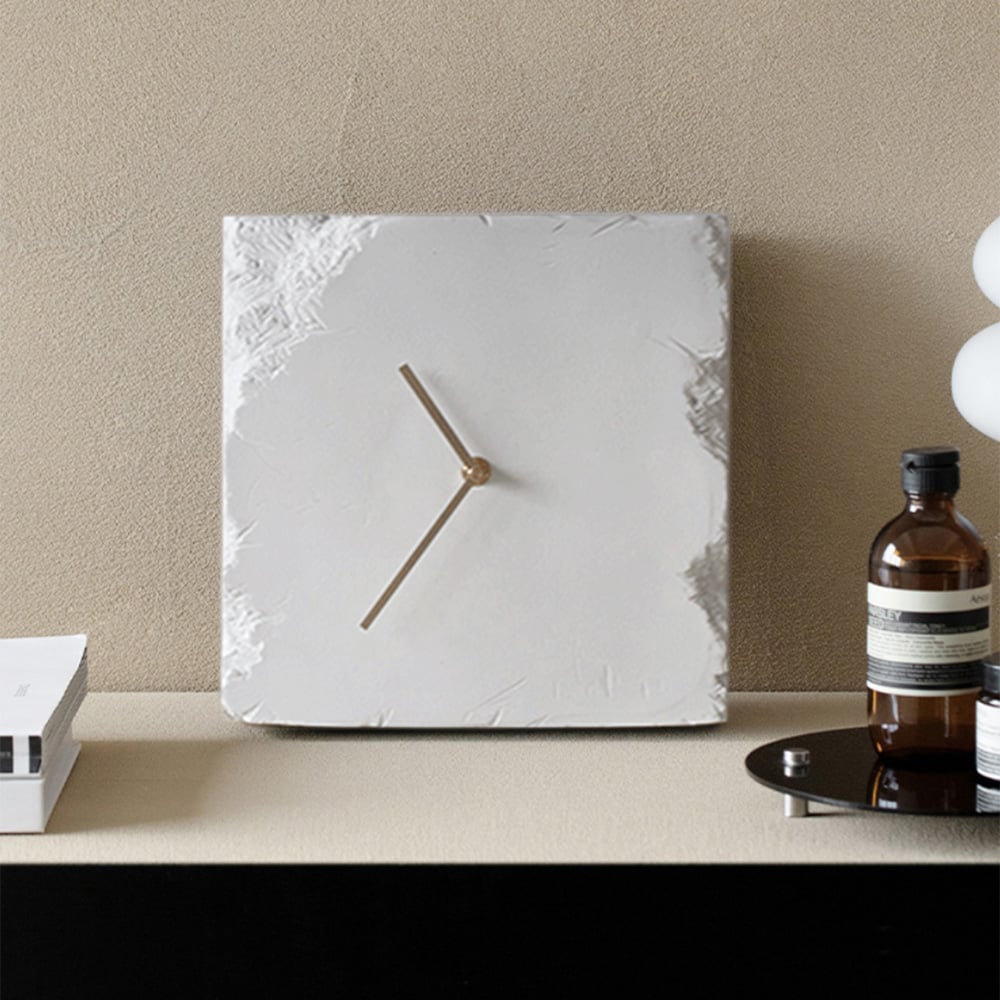 HMR - Modern Creative Old-fashioned Abstract Square White Desk Clock Home Table Decor
