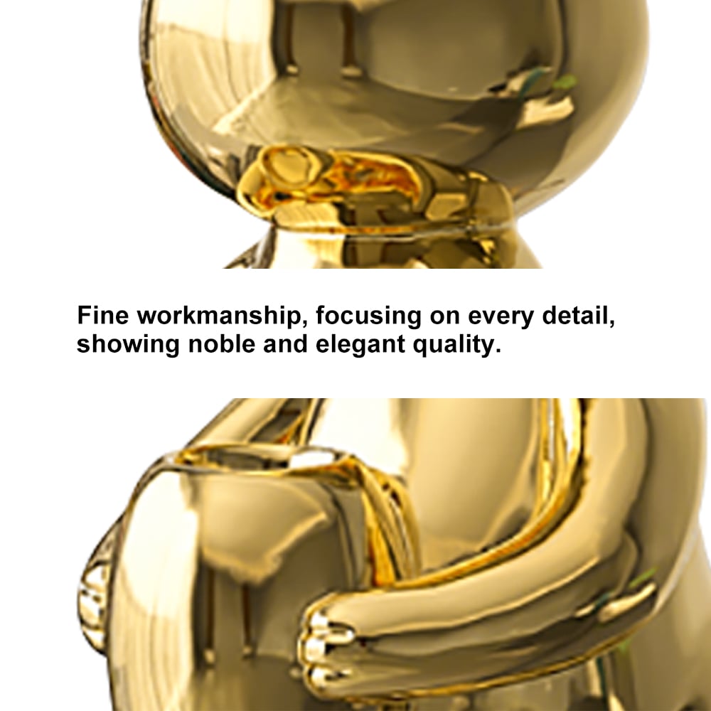 HMR - 16.1" Gold Shiny Resin Rabbit Statue Animal Art Decorative Sculpture Home Decor Vase