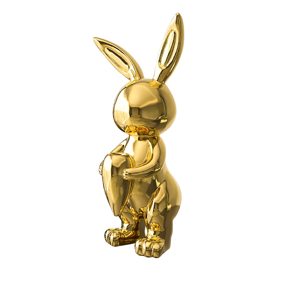 HMR - 16.1" Gold Shiny Resin Rabbit Statue Animal Art Decorative Sculpture Home Decor Vase