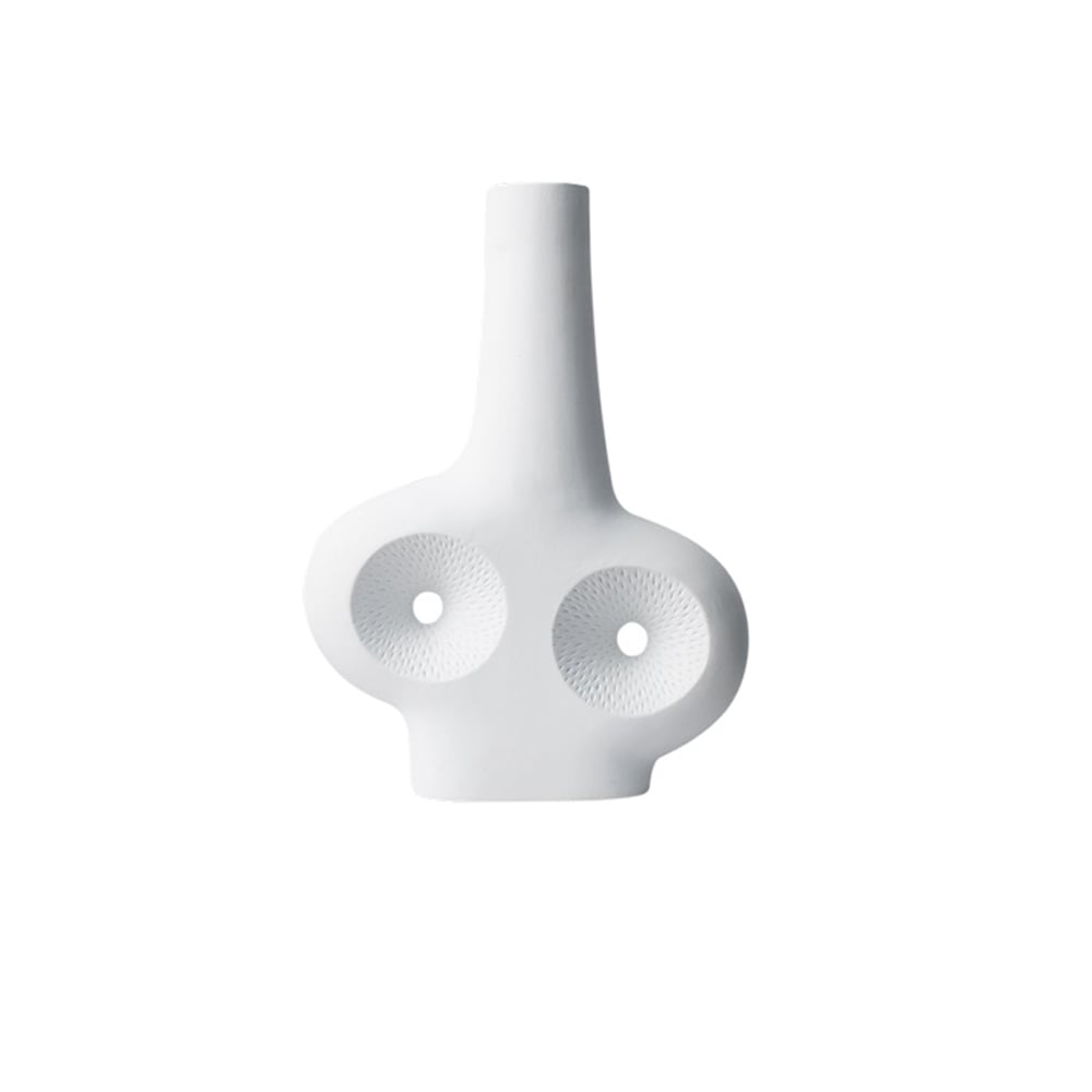 HMR Modern White Resin Flower Vase Sculpture Home Decorative Figurine Object Desk Decor Art - 12.2"