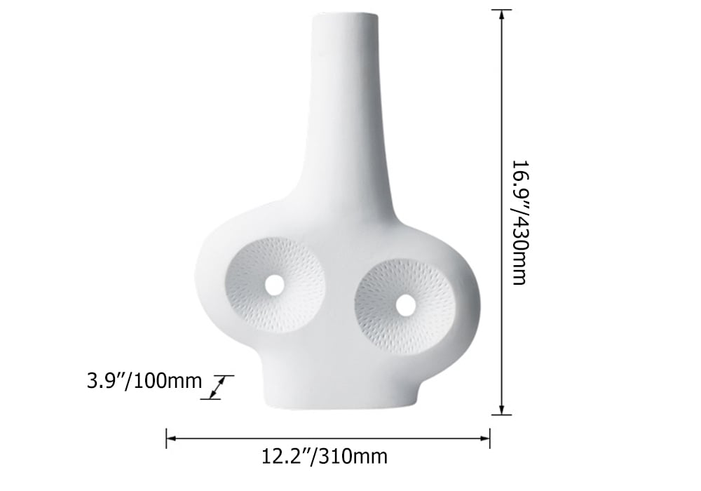 HMR Modern White Resin Flower Vase Sculpture Home Decorative Figurine Object Desk Decor Art - 12.2"