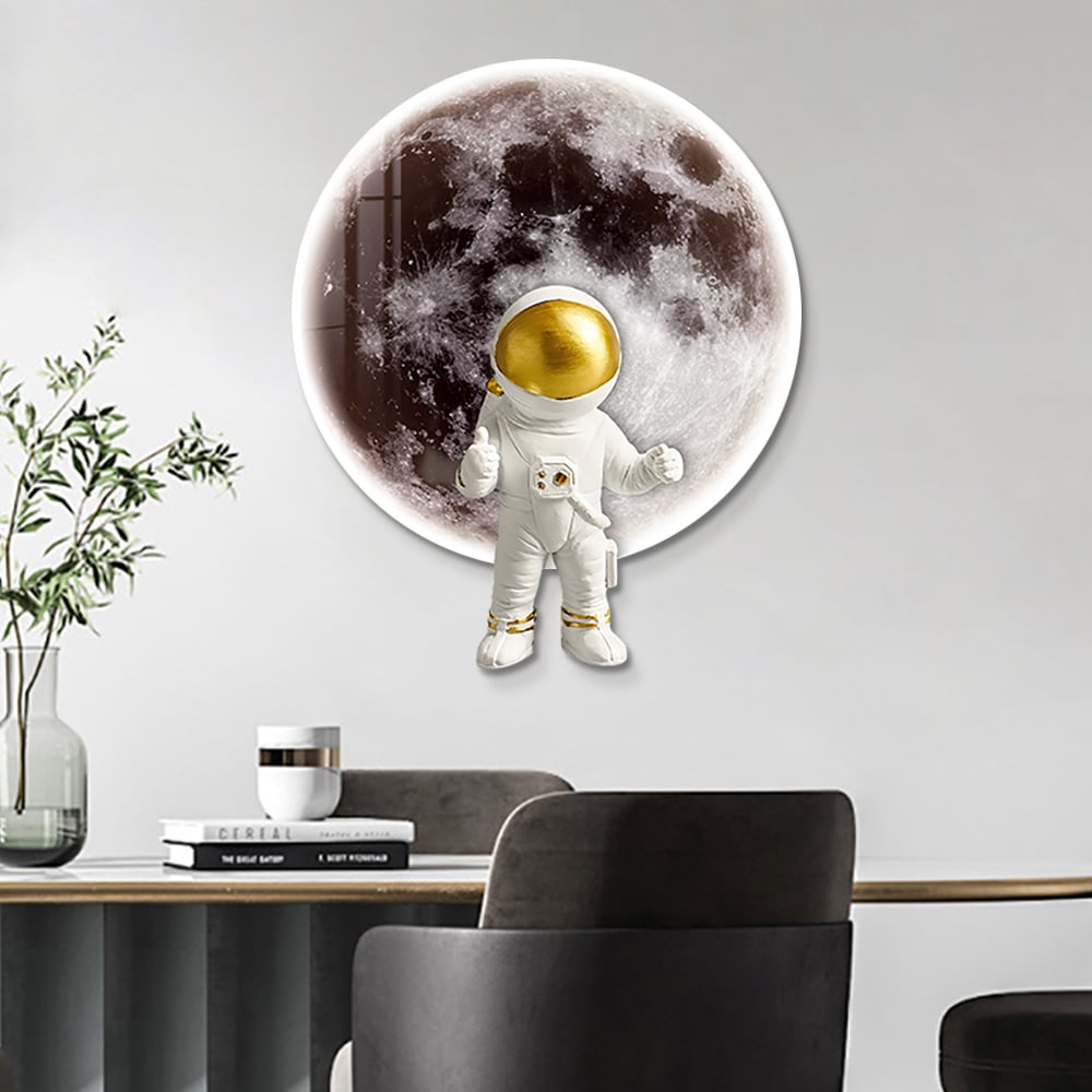 HMR - 23.6" Modern LED Acrylic Astronaut Moon Wall Decor Art Living Room Bedroom