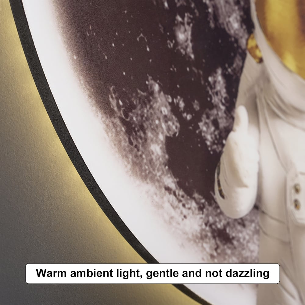 HMR - 23.6" Modern LED Acrylic Astronaut Moon Wall Decor Art Living Room Bedroom