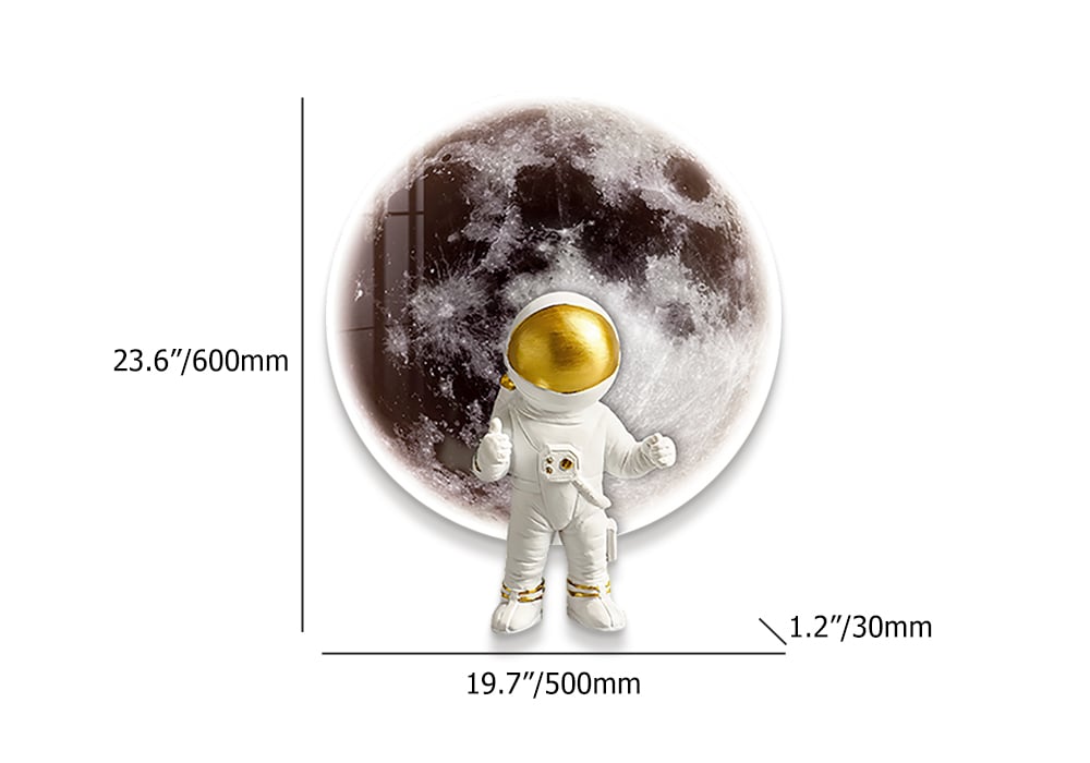 HMR - 23.6" Modern LED Acrylic Astronaut Moon Wall Decor Art Living Room Bedroom