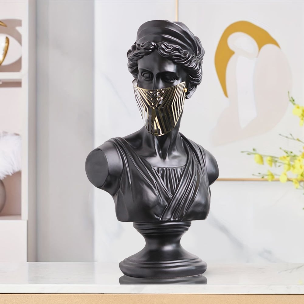 HMR - 15" Modern Black Masked Greek Goddess Ornament