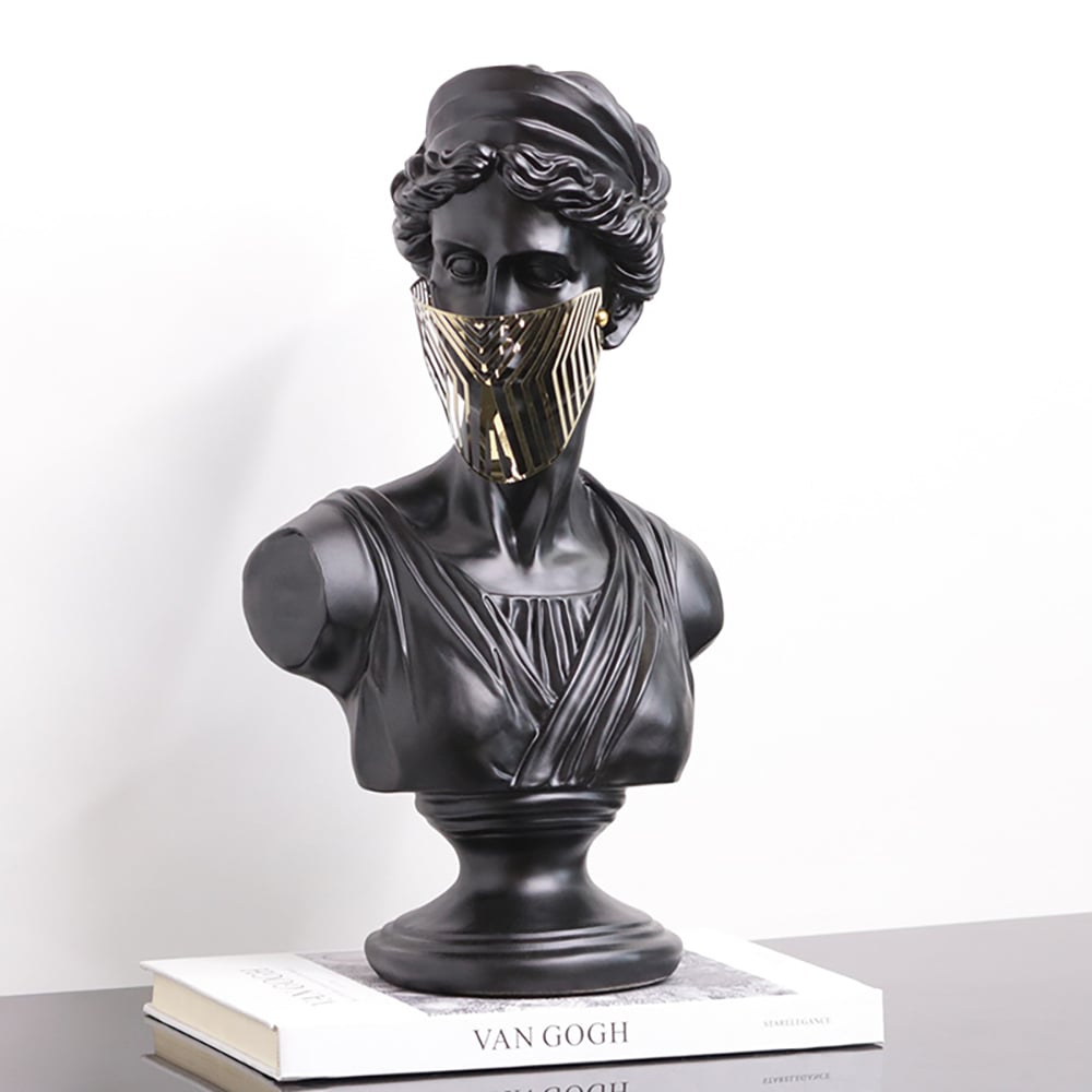 HMR - 15" Modern Black Masked Greek Goddess Ornament