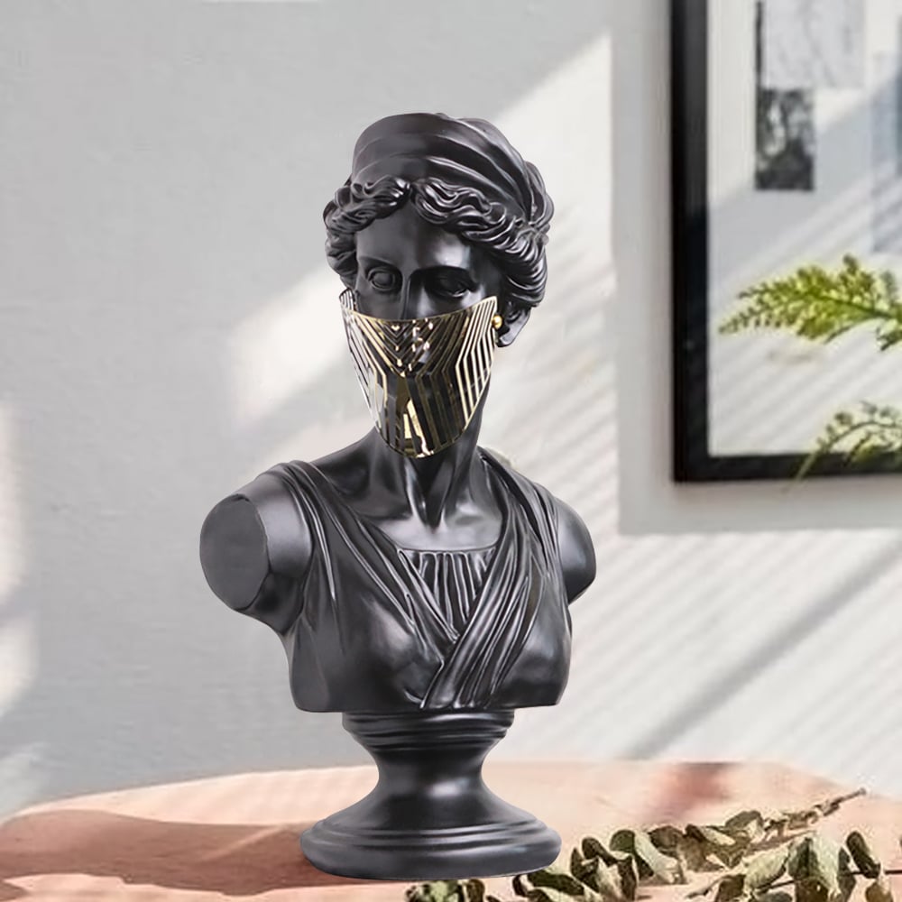 HMR - 15" Modern Black Masked Greek Goddess Ornament