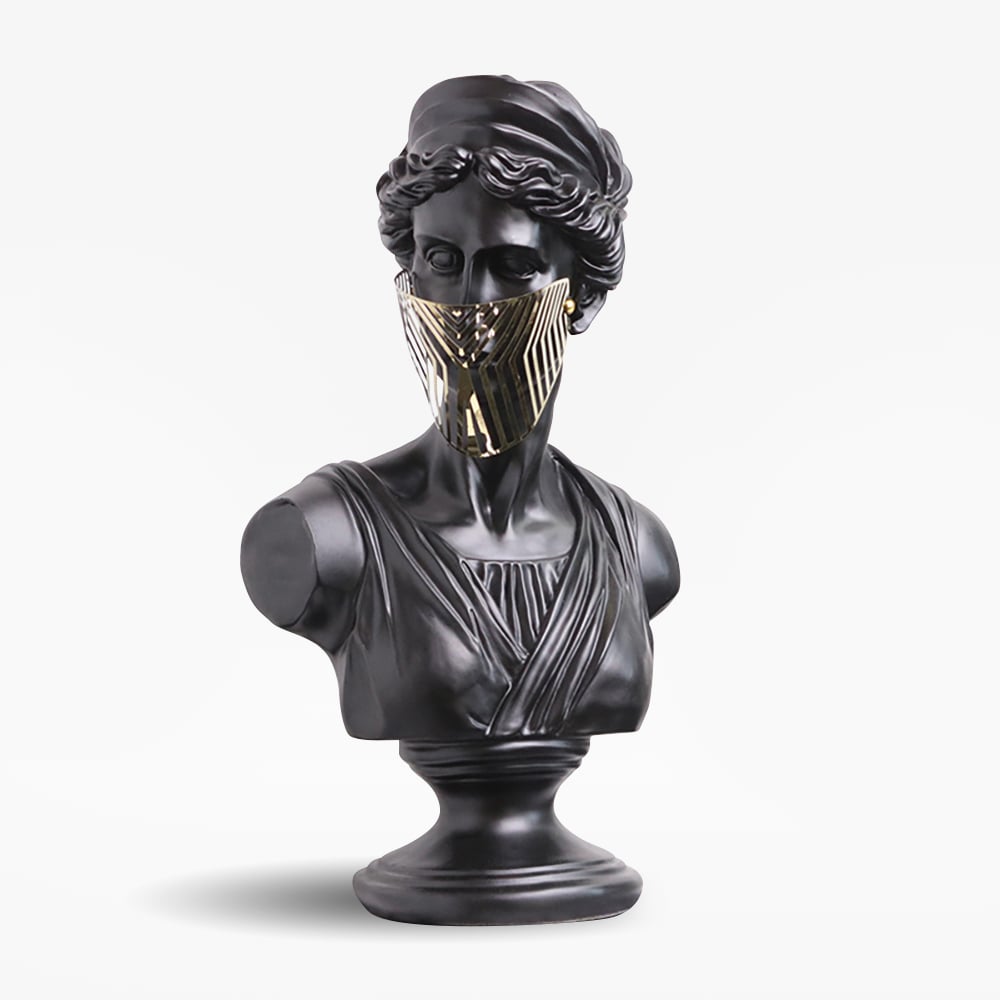 HMR - 15" Modern Black Masked Greek Goddess Ornament