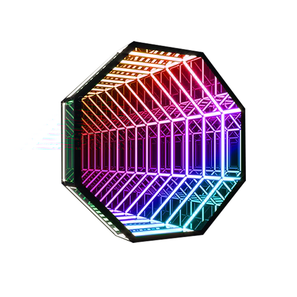HMR - 3D Octagon LED Tunnel Infinity Wall Mirror Decor Light Art Party Living Room Bedroom