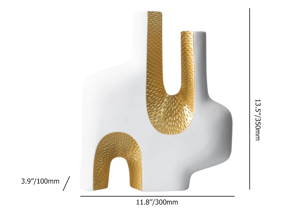 HMR - Modern Resin Abstract Sculpture Decorative Figurine Object Desk Decor Art White & Gold