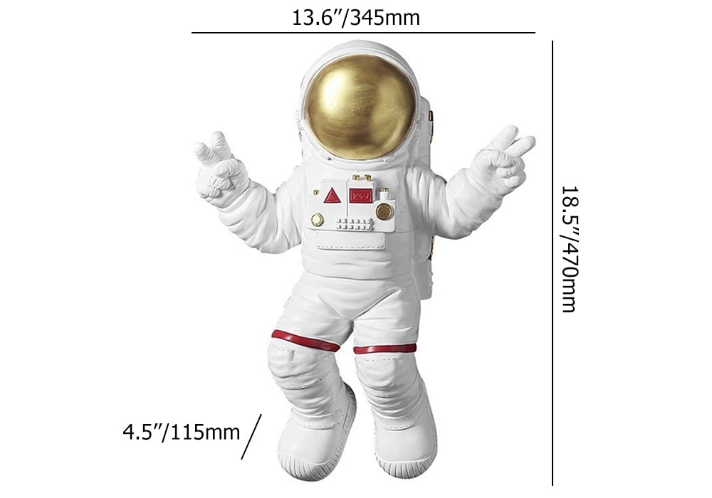 HMR - 9-Pieces Art Deco Astronaut Planet Wall Decor Hanging Resin Person Sculpture Statue Set