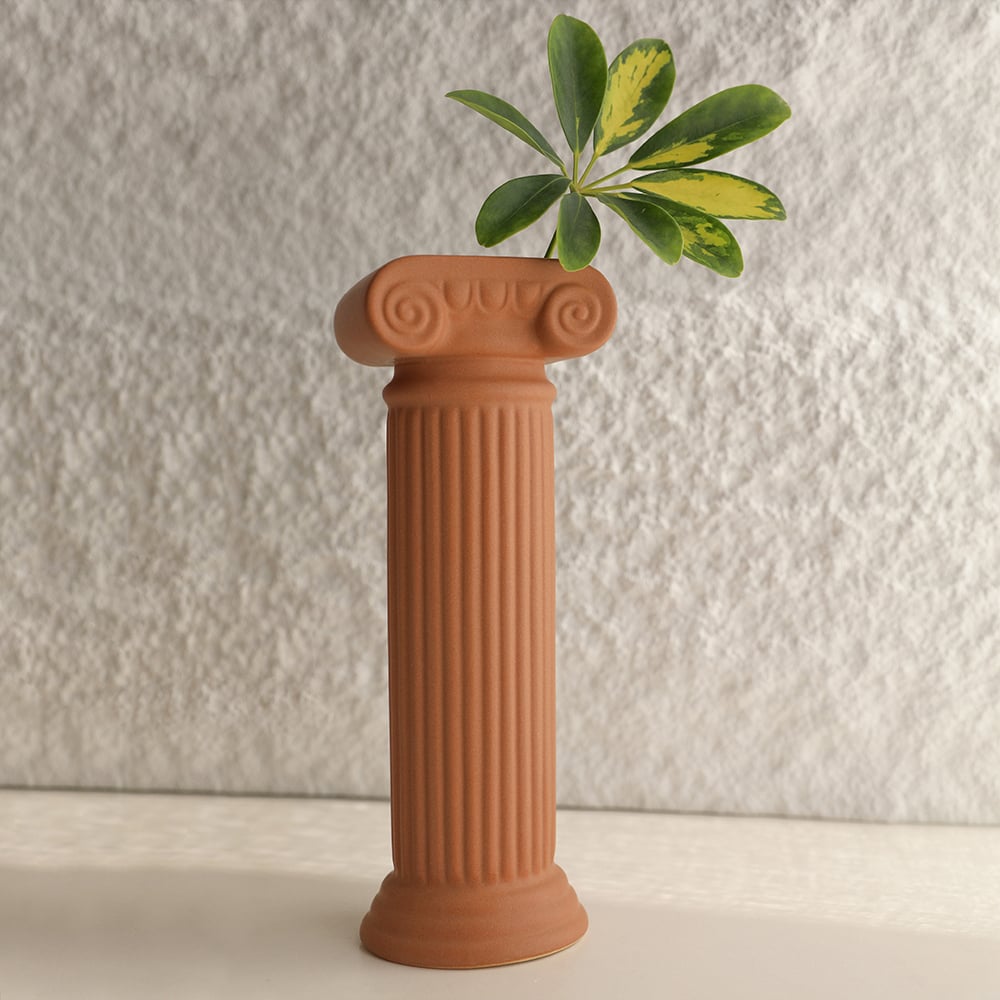 HMR - 2 Pieces Resin Roman Column Flower Vase Set Home Sculpture Decor Art Living Room Bedroom