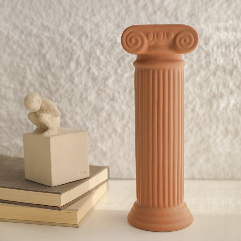 HMR - 2 Pieces Resin Roman Column Flower Vase Set Home Sculpture Decor Art Living Room Bedroom
