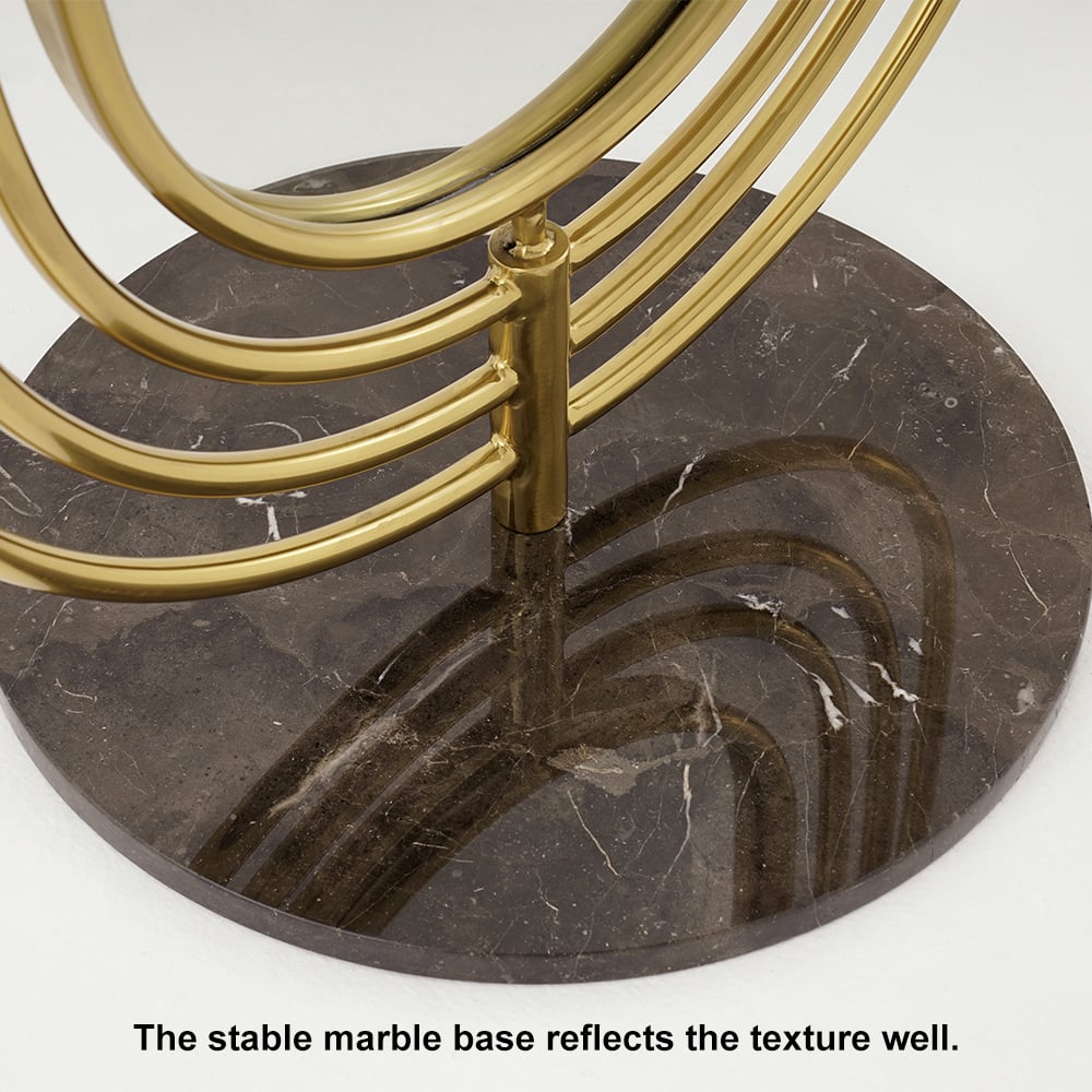 HMR - 66.9" Oversized Oval Full Length Standing Floor Mirror Decor in Gold with Marble Base