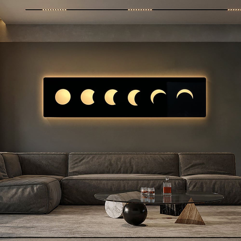 HMR - 47.2" Creative Moon Light Wall Art Decoration Painting USB LED Warm Wall Light