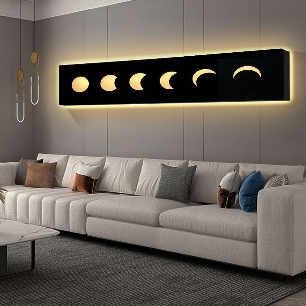 HMR - 47.2" Creative Moon Light Wall Art Decoration Painting USB LED Warm Wall Light