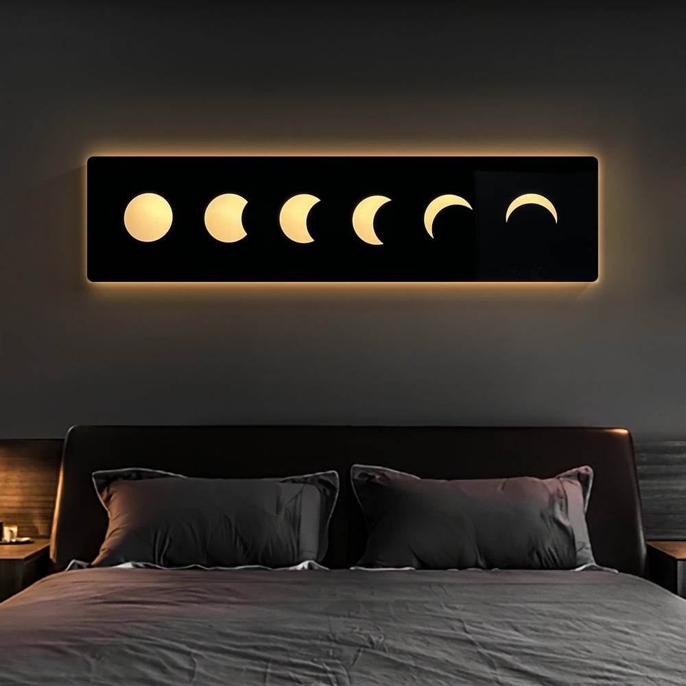 HMR - 47.2" Creative Moon Light Wall Art Decoration Painting USB LED Warm Wall Light