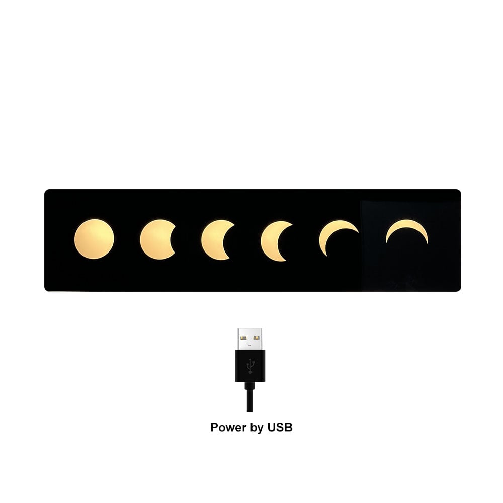 HMR - 47.2" Creative Moon Light Wall Art Decoration Painting USB LED Warm Wall Light