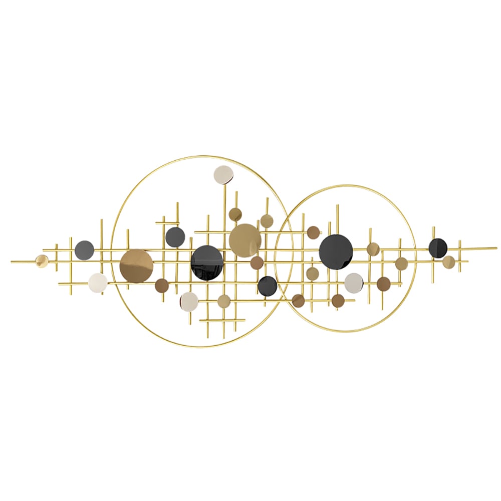 HMR - 3D Glam Big Gold Round Wall Decor Unique Decorative Metal Home Hanging Art Living Room