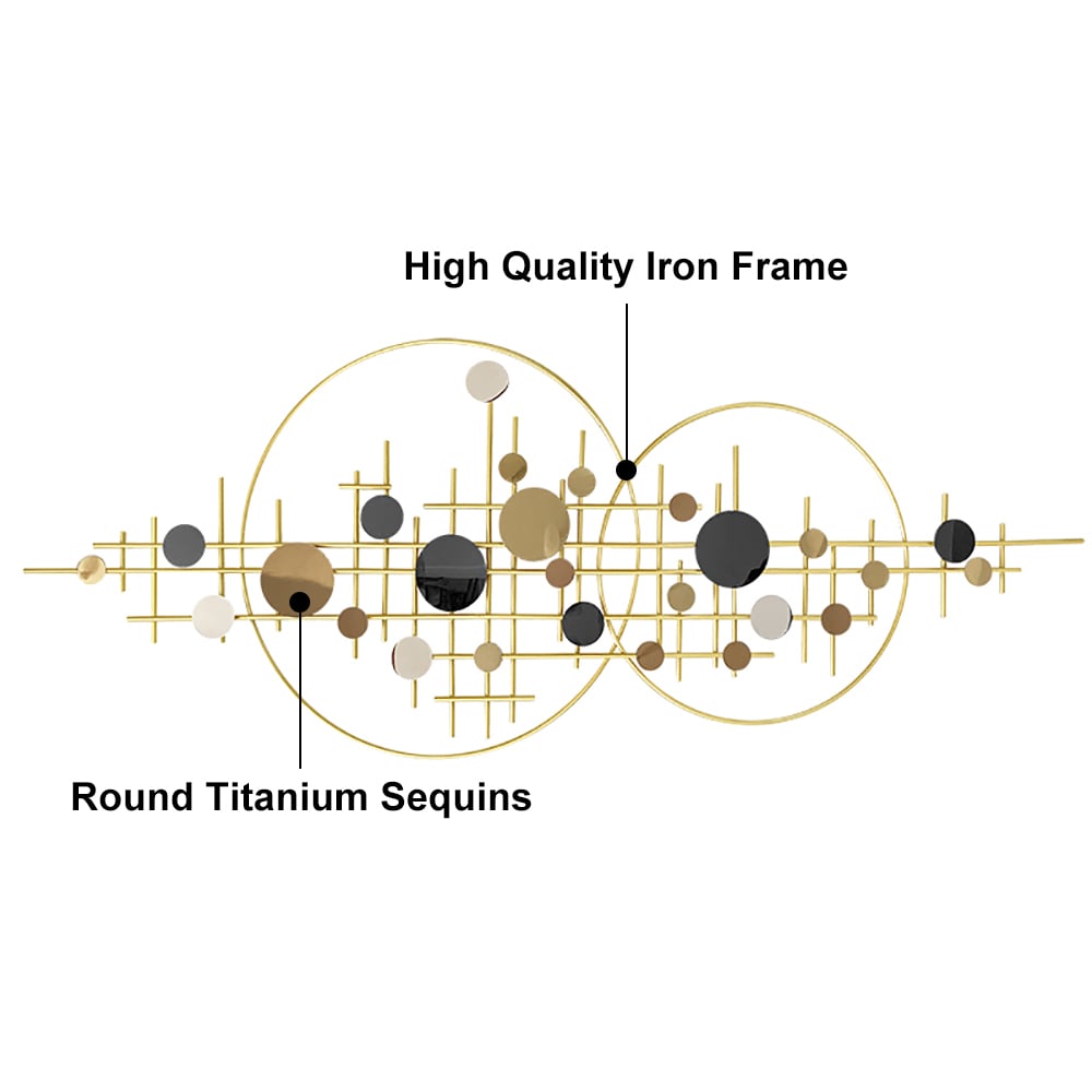 HMR - 3D Glam Big Gold Round Wall Decor Unique Decorative Metal Home Hanging Art Living Room