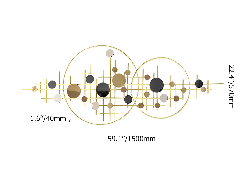 HMR - 3D Glam Big Gold Round Wall Decor Unique Decorative Metal Home Hanging Art Living Room