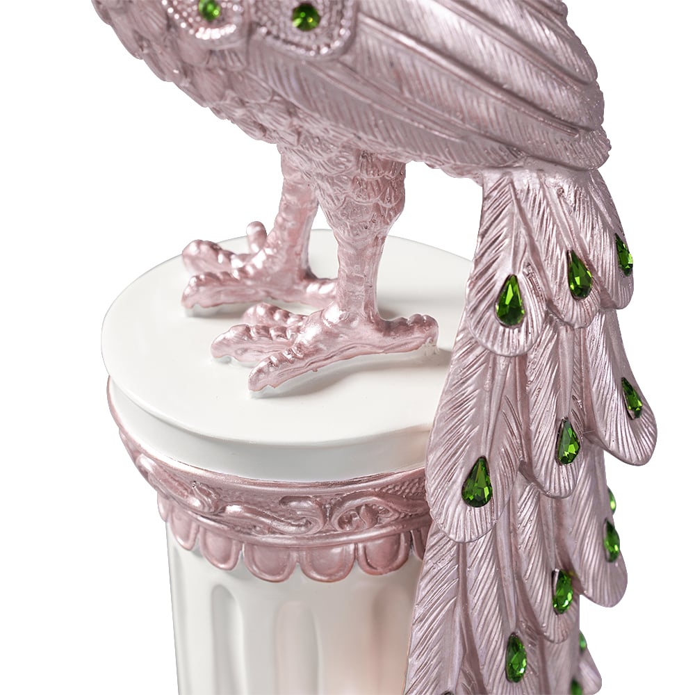 HMR 27.6" Large Glam Peacock Floor Sculpture Decor Art Living Room Bedroom - White & Pink
