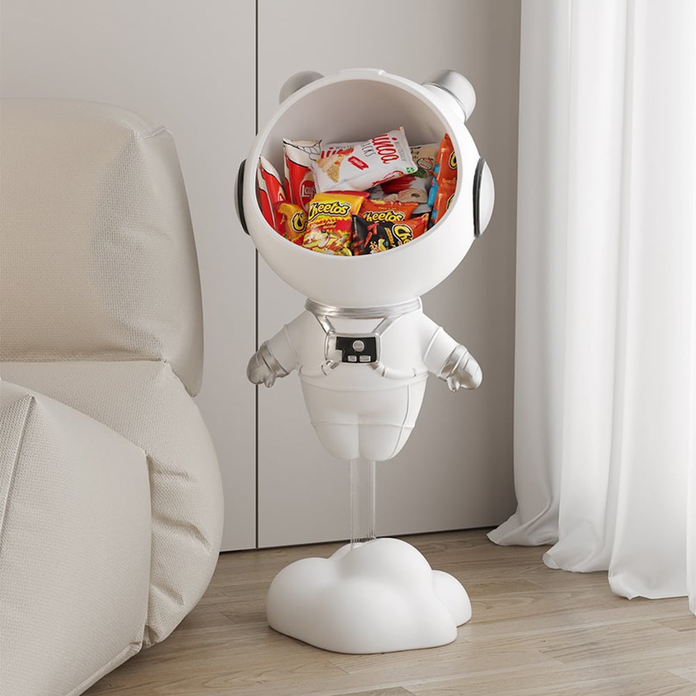 HMR Astronaut Resin Figurine Floating Side Table with Storage - White