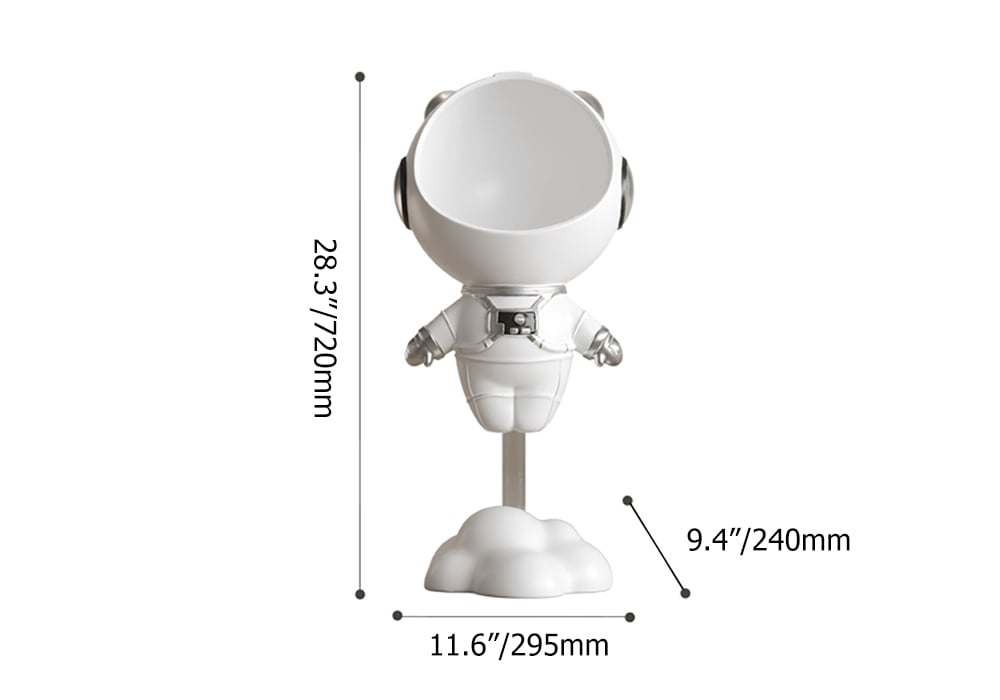 HMR Astronaut Resin Figurine Floating Side Table with Storage - White