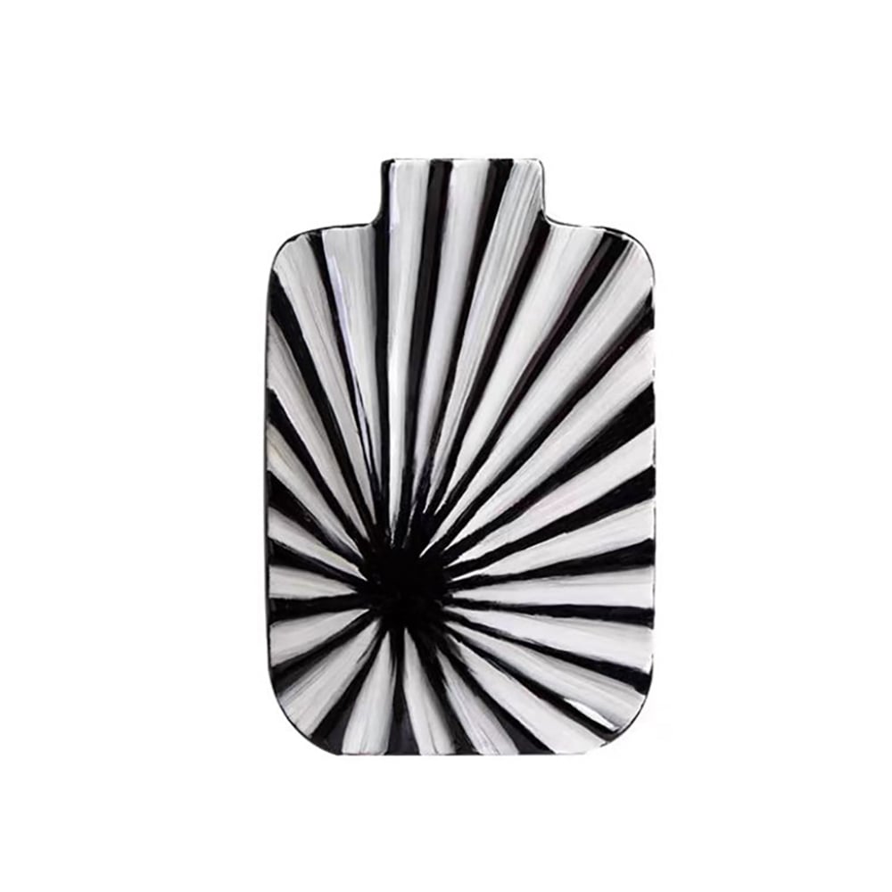 HMR - 2-Pieces Abstract White & Black Striped Resin Flower Vase Set Home Ornament Decor Art