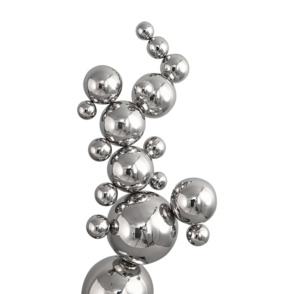 HMR - 24" Modern Abstract Geometric Ball Sculpture Art Ornament Stainless Steel & Marble Decor