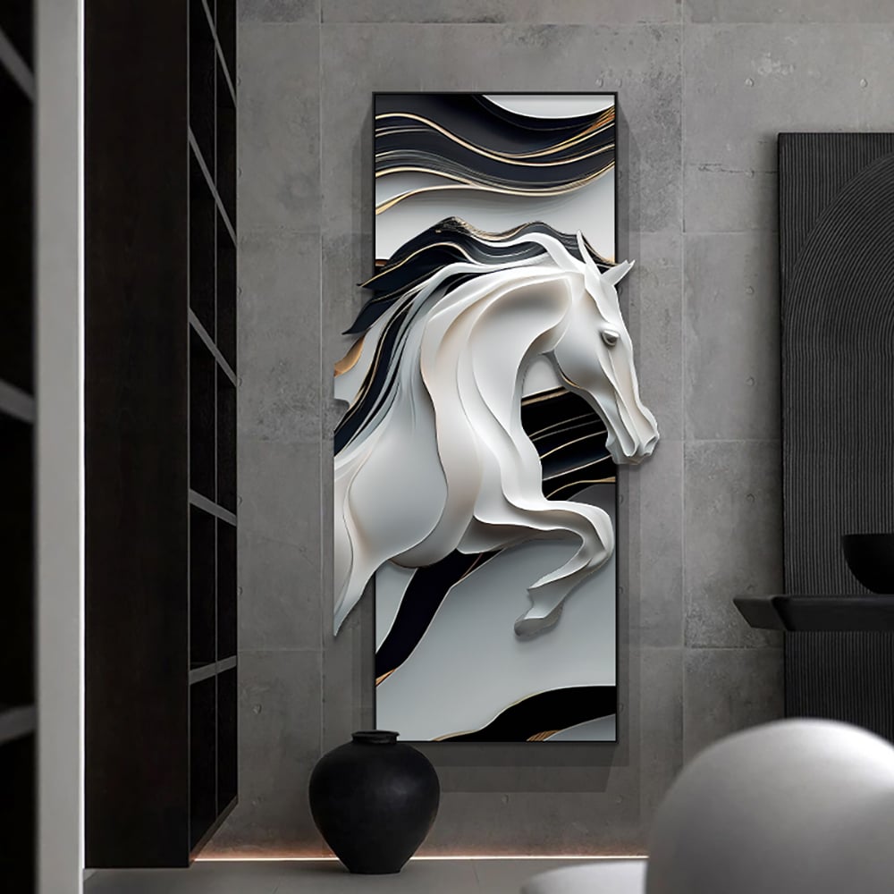 HMR - Creative Abstract Irregular Wall Hanging Decor Black& White Horse Home Decoration