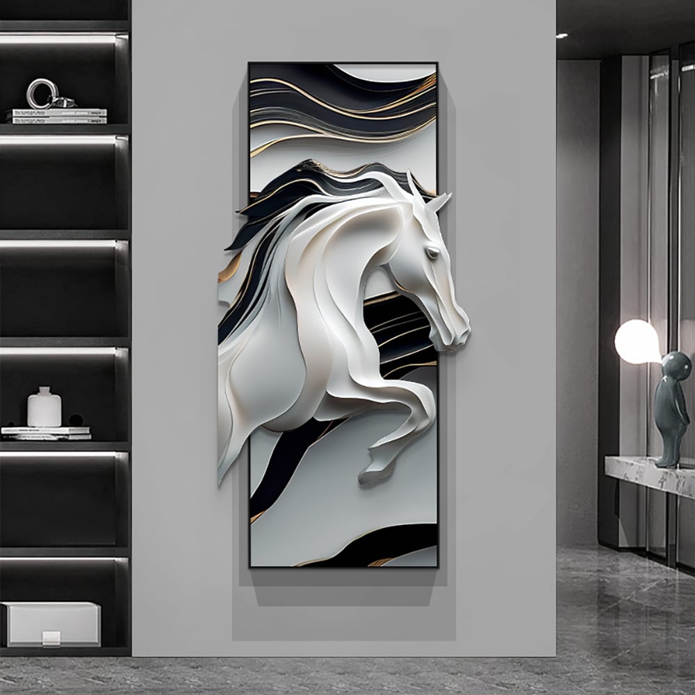 HMR - Creative Abstract Irregular Wall Hanging Decor Black& White Horse Home Decoration