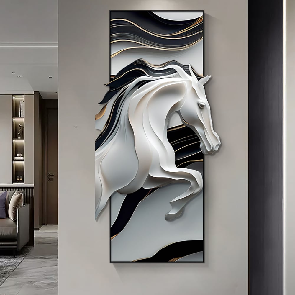 HMR - Creative Abstract Irregular Wall Hanging Decor Black& White Horse Home Decoration