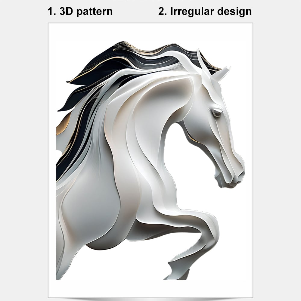 HMR - Creative Abstract Irregular Wall Hanging Decor Black& White Horse Home Decoration