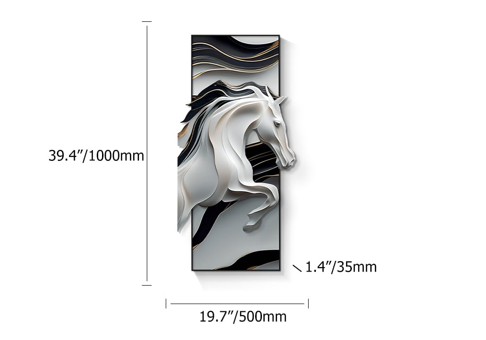 HMR - Creative Abstract Irregular Wall Hanging Decor Black& White Horse Home Decoration