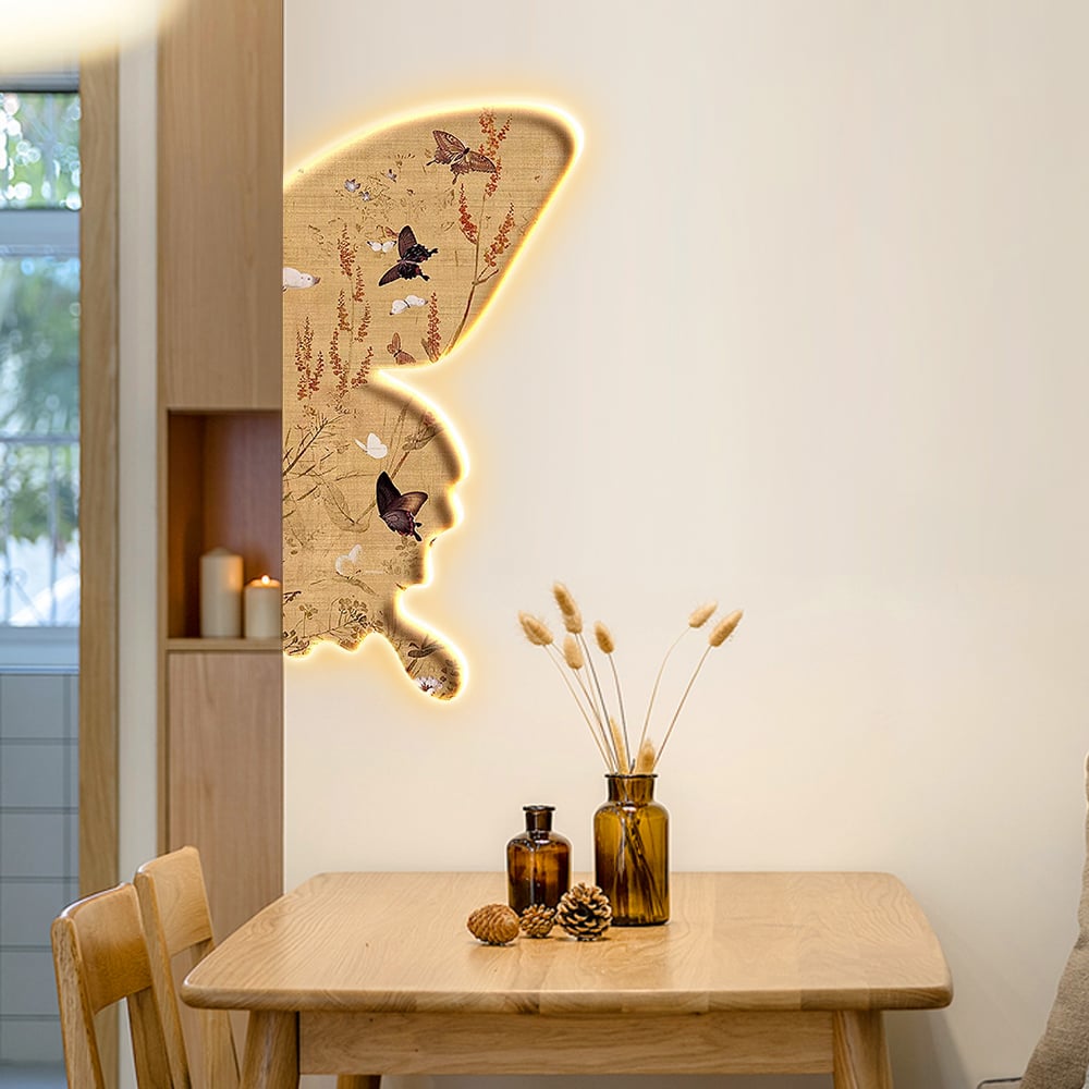 HMR - 39.4" Butterfly LED Wall Art Floral