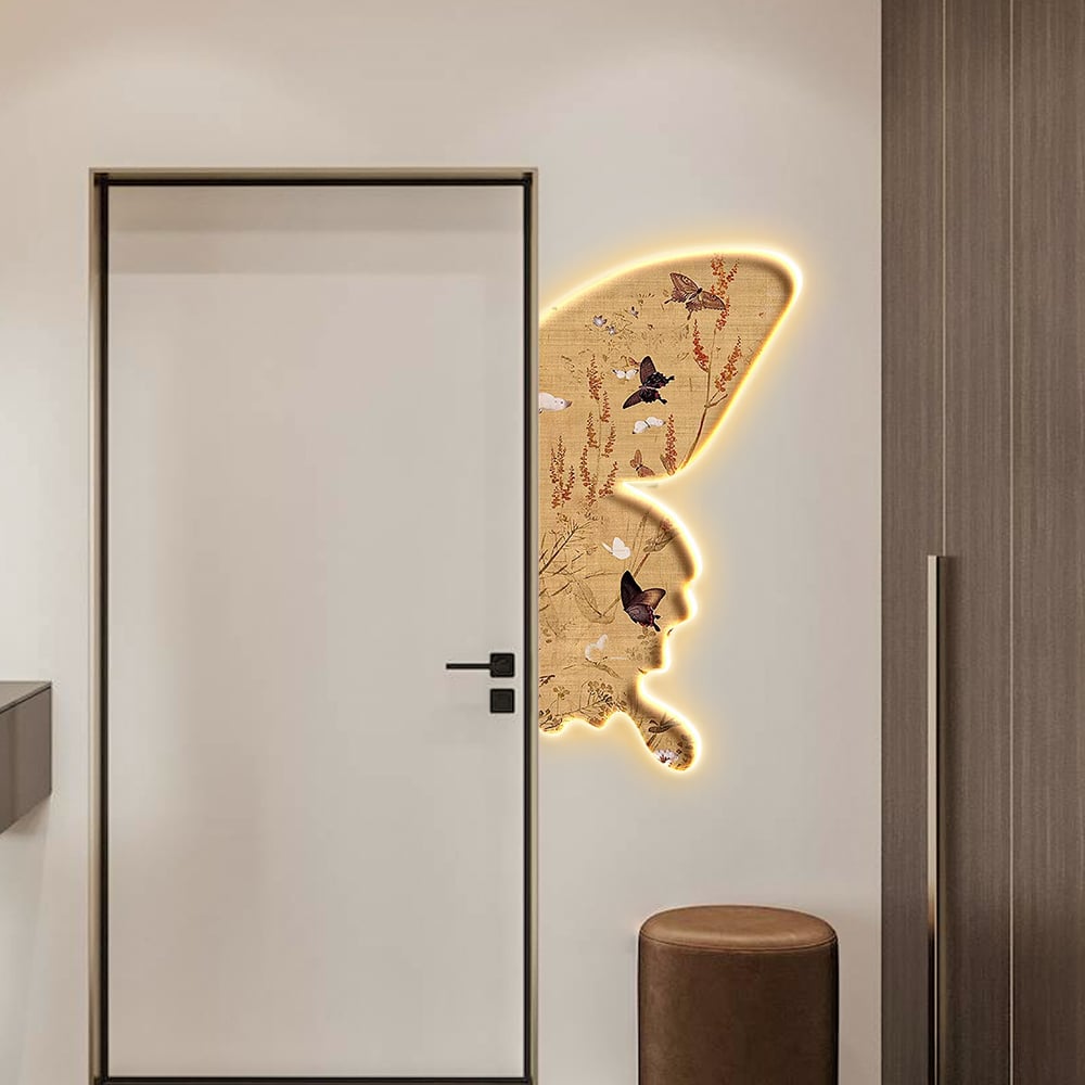 HMR - 39.4" Butterfly LED Wall Art Floral