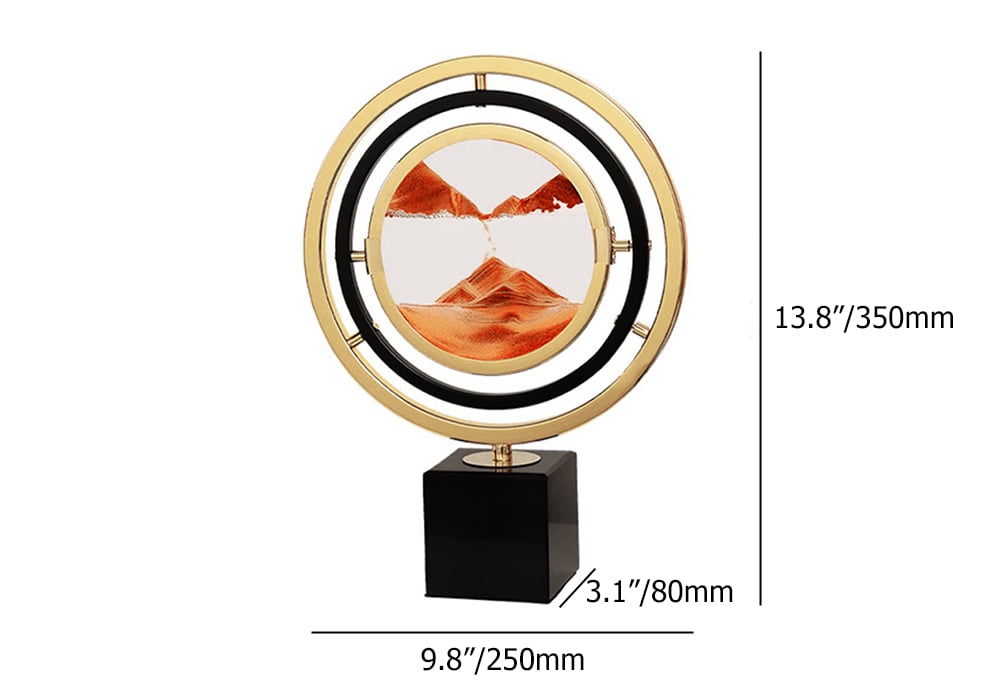 HMR - 13.8"Abstract Geometric Gold & Orange Sand Painting Ornaments Creative Home Decor