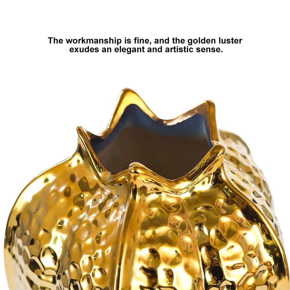 HMR - 11.8" Large Glam Gold Abstract Ceramic Flower Vase Living Room Bedroom Table
