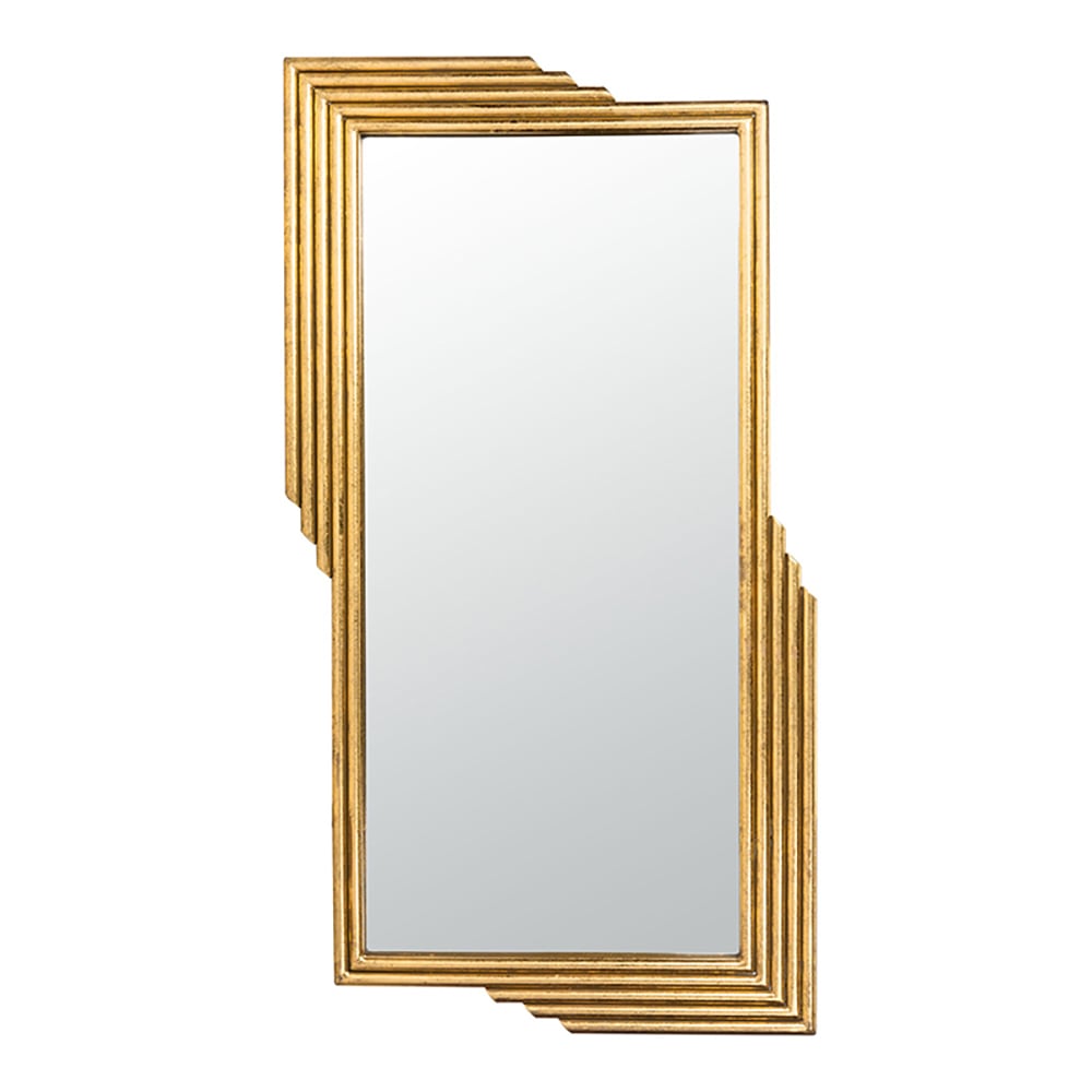 HMR - Modern Gold Metal Geometric Wall Decorative Mirror Entrance Rectangular Dressing Mirror