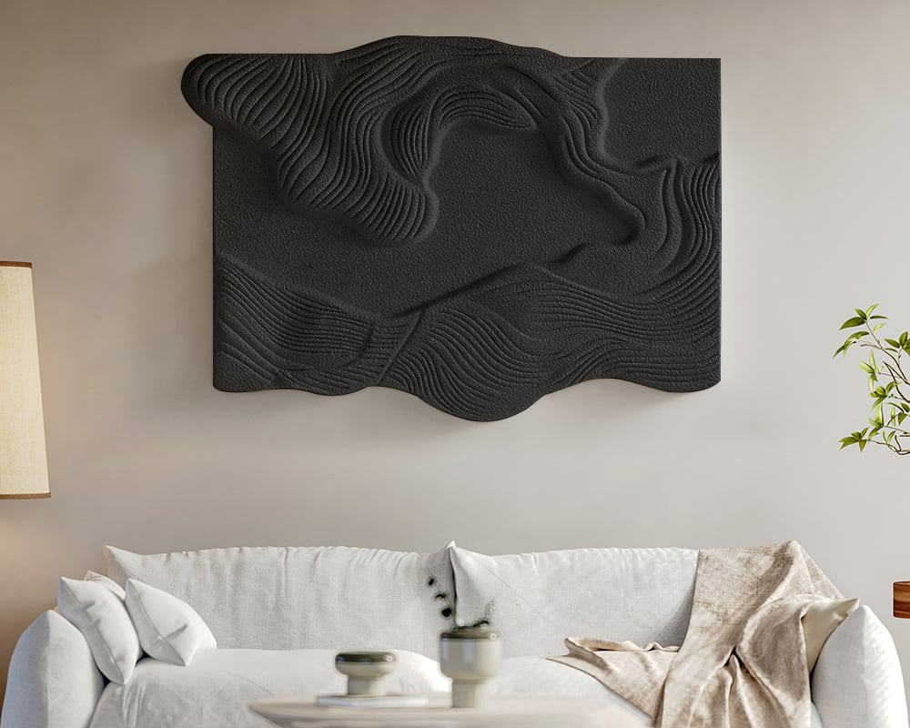 HMR - 3D Sea Waves Texture Painting Art Modern Abstract Ocean Wall Decor Living Room