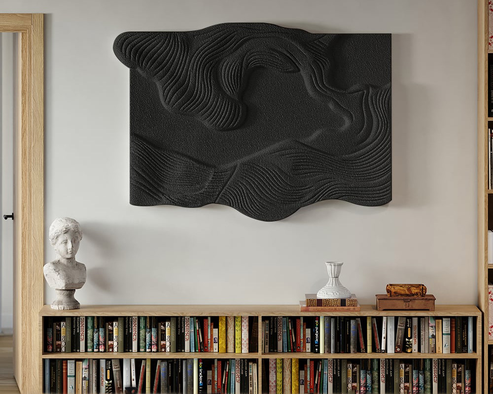HMR - 3D Sea Waves Texture Painting Art Modern Abstract Ocean Wall Decor Living Room