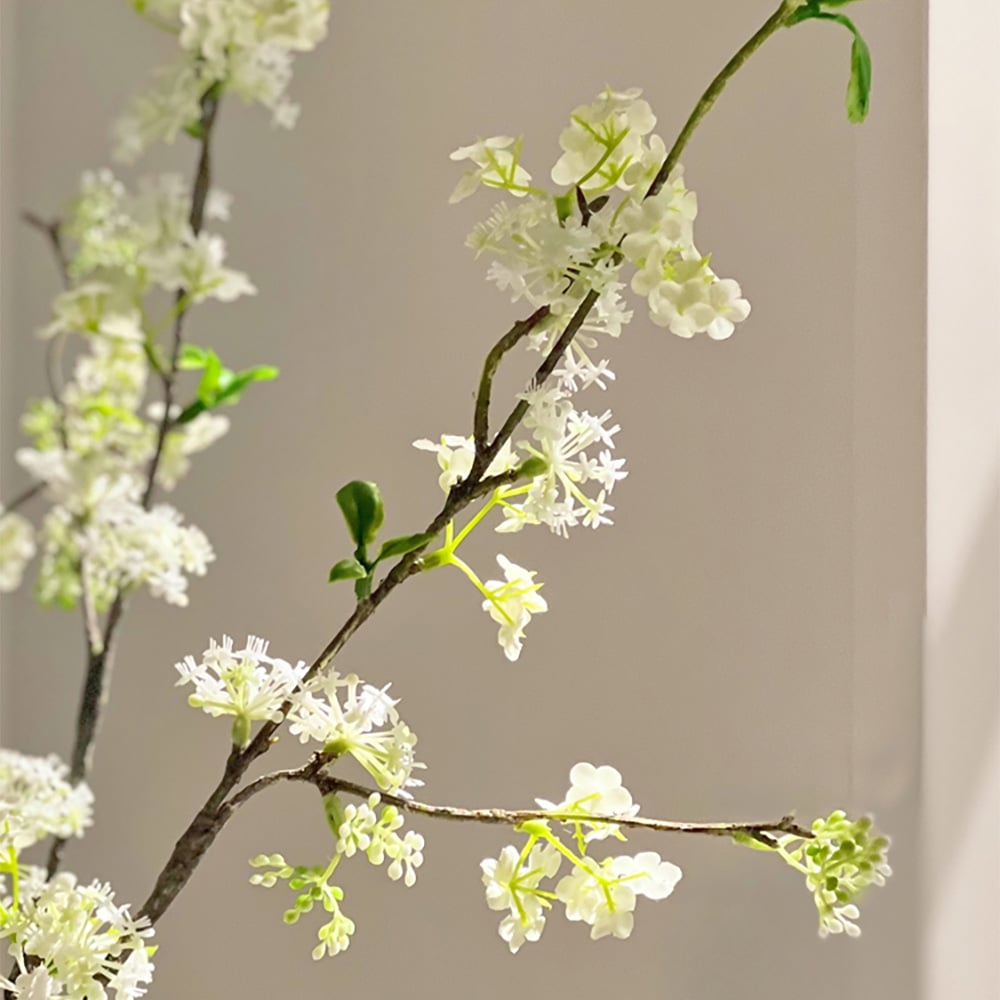 HMR - 5pcs Artificial Cherry Blossom Branches Set with Abstract Vase Desktop Artificial Plant