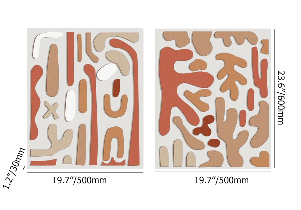 HMR - 2-Pieces 3D Modern Abstract Wall Decor Set Rectangle Painting Art Living Room Bedroom