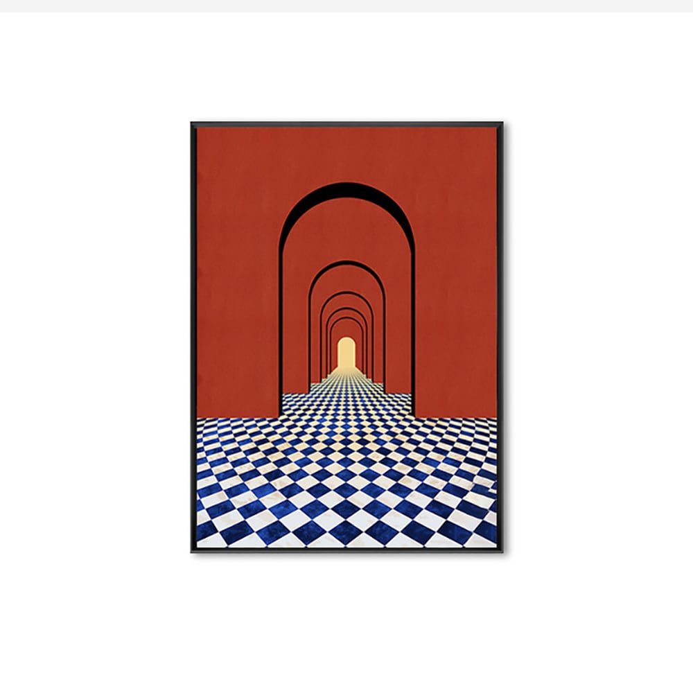 HMR - Modern 3D Abstract Arch Wall Decor Geometric Canvas Painting Art with Frame Living Room