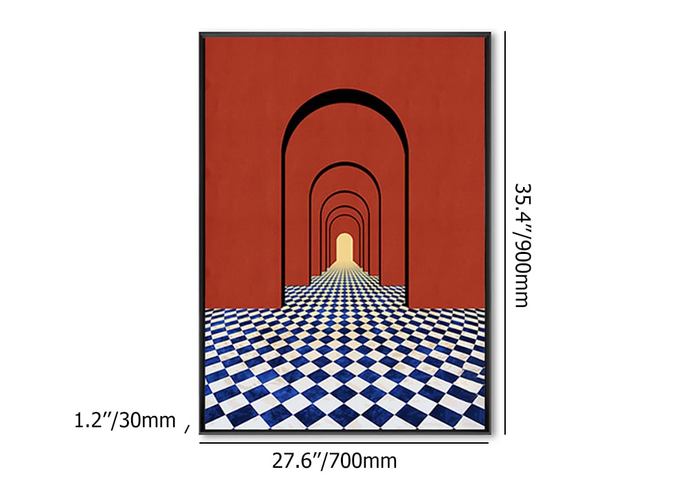 HMR - Modern 3D Abstract Arch Wall Decor Geometric Canvas Painting Art with Frame Living Room