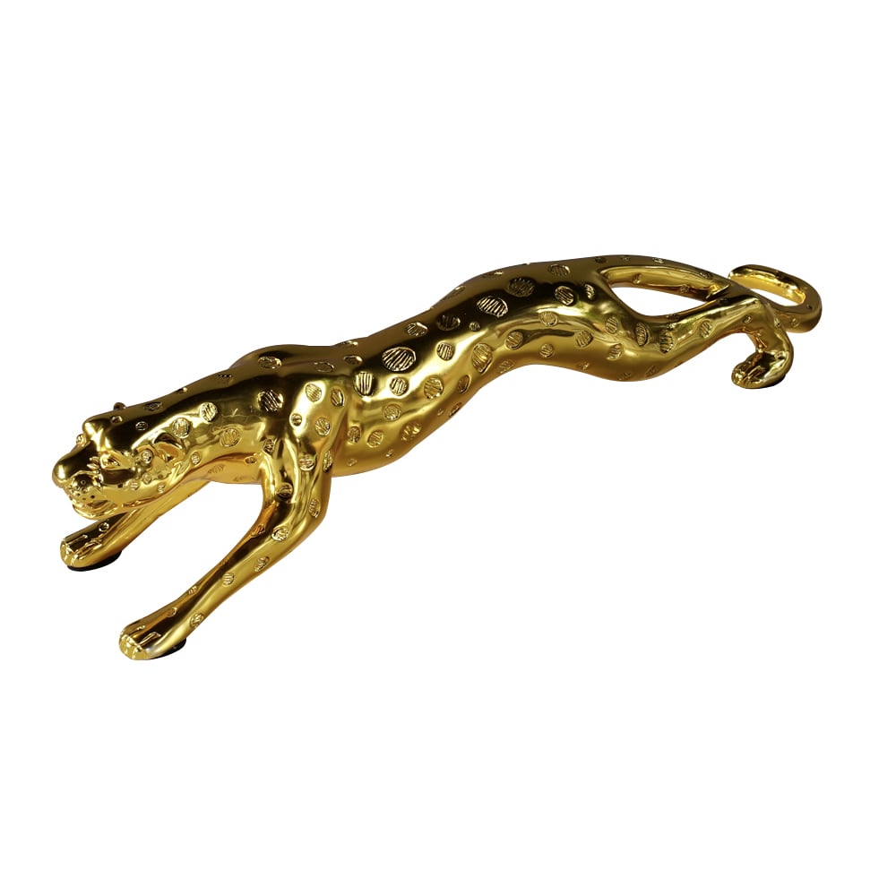 HMR - 16.9" Gold Leopard Sculpture Panther Statue Resin Ornament Decor Art Living Room Bedroom