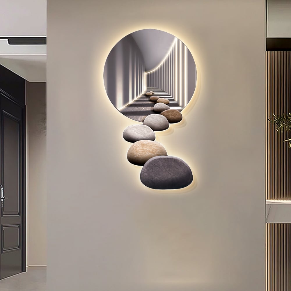 HMR - 31.5" LED Acrylic Modern Abstract Stone Corridor Wall Art Decor Living Room Bedroom