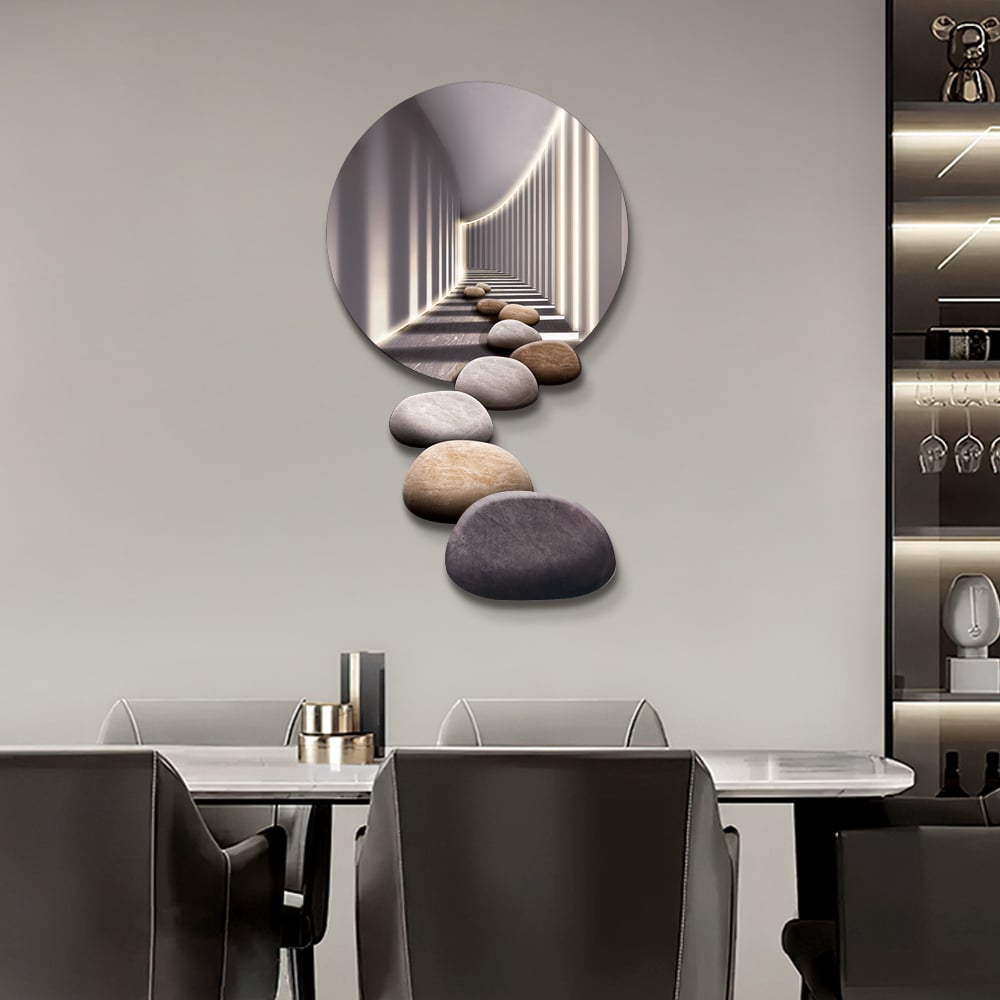 HMR - 31.5" LED Acrylic Modern Abstract Stone Corridor Wall Art Decor Living Room Bedroom