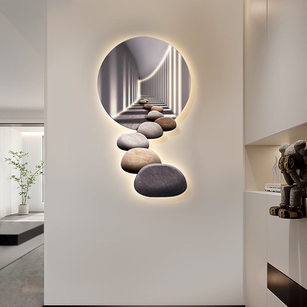HMR - 31.5" LED Acrylic Modern Abstract Stone Corridor Wall Art Decor Living Room Bedroom